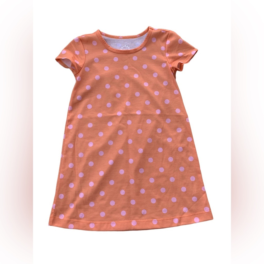 Primary Size 4-5 Years Orange Polka Dot Nightgown Sleep Dress Pajamas